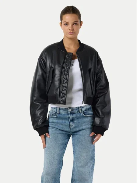 Noisy May Geacă din imitație de piele Eileen negru