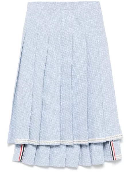 Fusta plisata Thom Browne din tweed plisată până la genunchi albastru