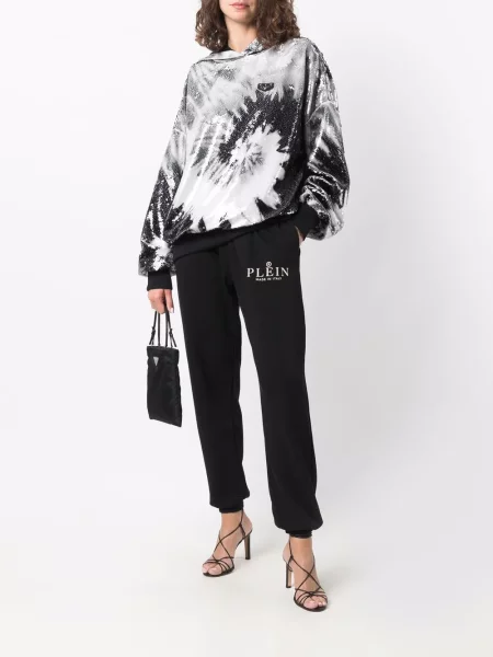 Kelnės Philipp Plein su autografu juoda