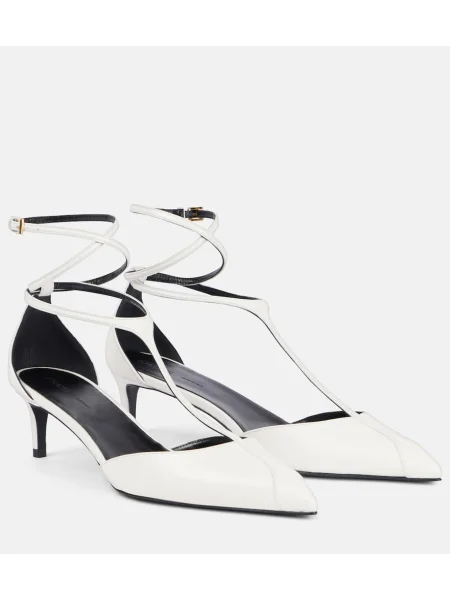 Pantofi cu toc Khaite din piele alb