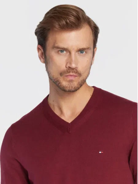 Tommy Hilfiger Pulover Pima Bordo rdeča
