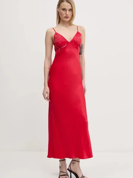 Haljina Never Fully Dressed Gem Rhea maxi ravna crvena