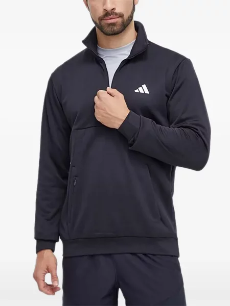 Majica s kapuljačom na patentni zatvarač Adidas crna