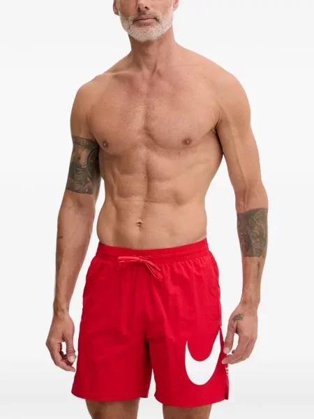 Slip de baie Nike cu imagine cu cordon din jacard roz