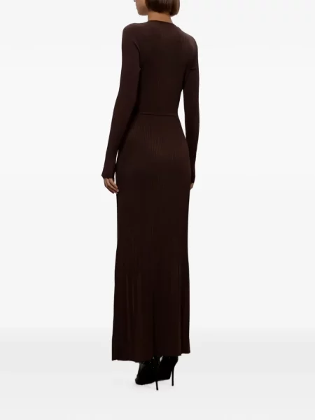 Cu centură rochie midi Twinset tricotate maro
