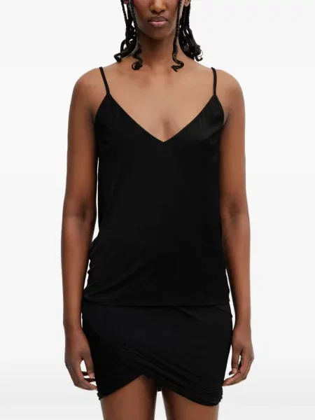Top Rick Owens Lilies cu decolteu în V cu bretele negru