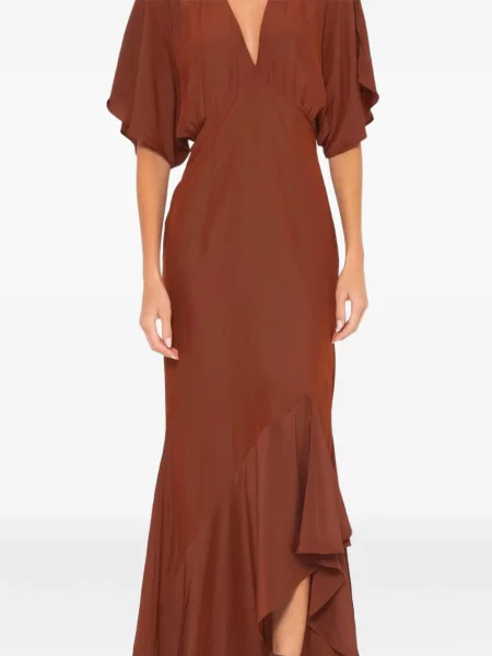 Rochie maxi Jbq cu volane maro