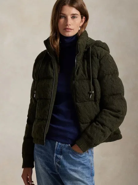 Polo Ralph Lauren kurtka wełniana zimowa oversize zielony