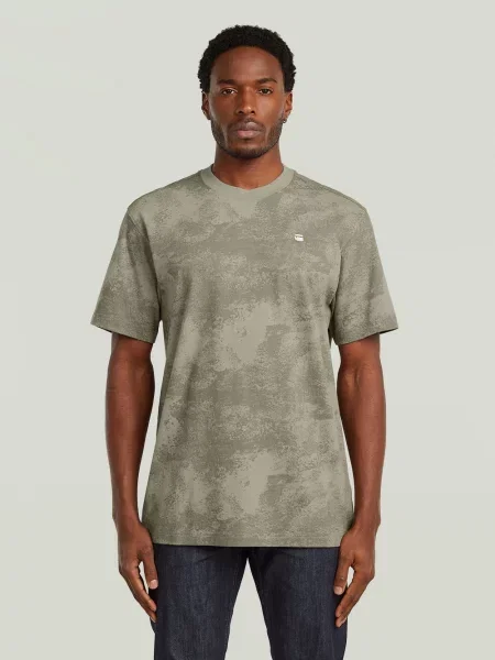G-Star RAW Koszulka Mężczyźni brązowy wzorzysty S szara