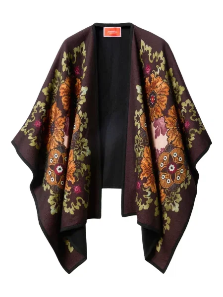 Płaszcz La Doublej wełniany w kwiatki czerwony