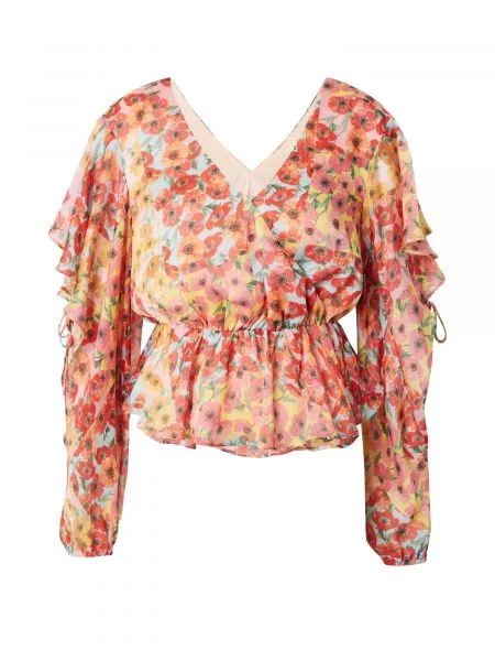 GUESS Bluză albastru deschis / galben / roz roșu