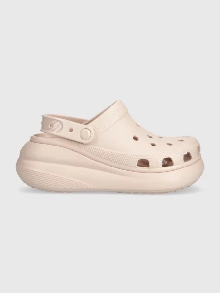 Crocs papuci Classic Crush Clog femei pana roz
