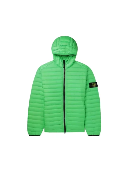 Kurtka puchowa Stone Island z kapturem z kamieniami zielona