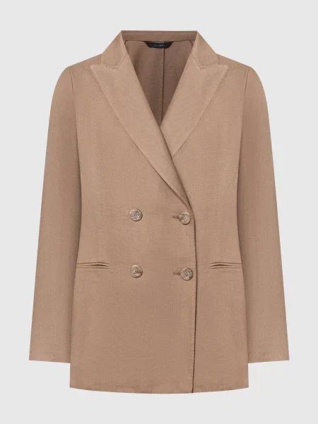 Двобортний жакет з льону і шовку Colombo коричневий