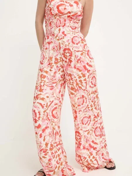 Панталон Answear Lab с широка каройка с висока талия оранжево