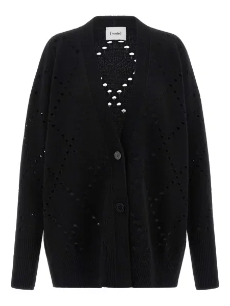 Cardigan Nude cu model argyle negru