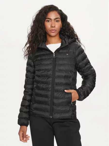 Tommy Hilfiger Kurtka Pikowana Z Odpinanym Kapturem schwarz czarna