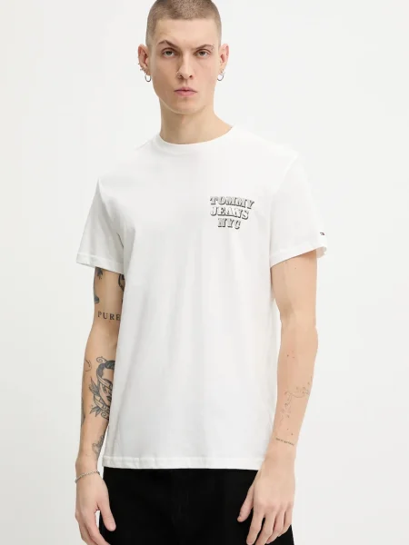 Tričko Tommy Jeans s potiskem béžová