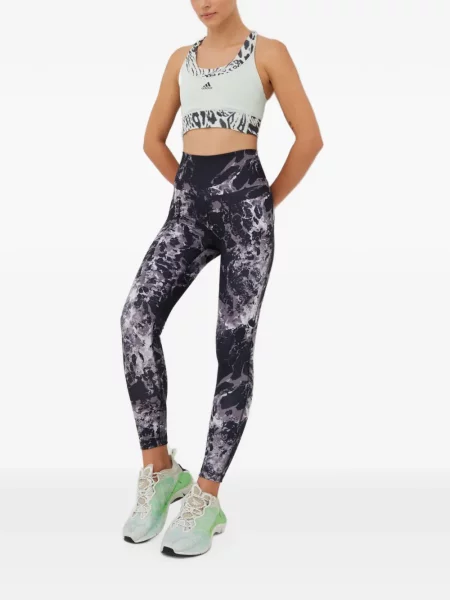 Pantaloni sport Adidas din piele de căprioară cu imagine cu model zebră verde