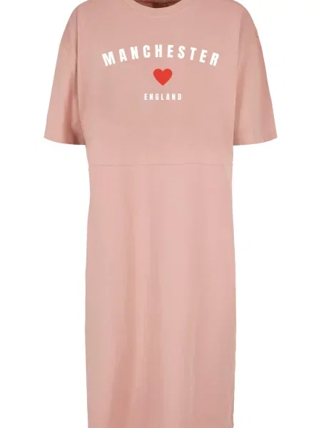 Merchcode Šaty Manchester starorůžová / krvavě červená bílá