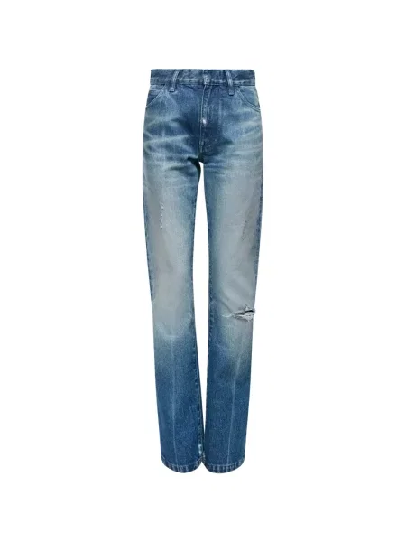 Blugi drepți Mm6 Maison Margiela cu 5 buzunare albastru