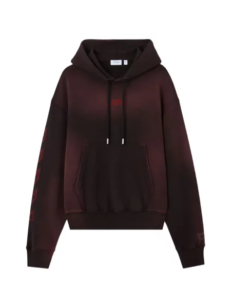 Hanorac cu glugă Off-white cu broderie alb