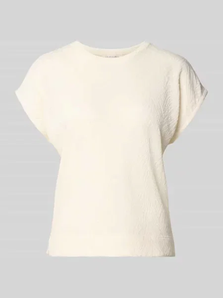 T-shirt z fakturowanym wzorem i okrągłym dekoltem Christian Berg Woman biała