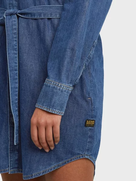 Джинсовое платье G-star Raw с поясом синее