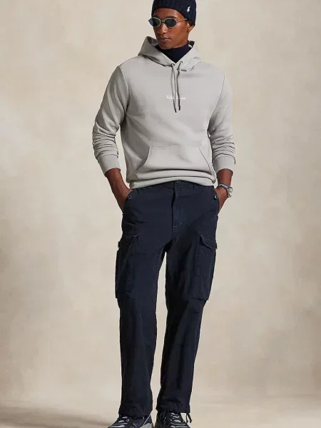 Свитер Polo Ralph Lauren с капюшоном с аппликацией серый