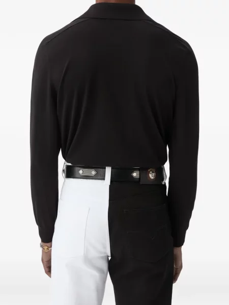Tricou polo Versace de mătase negru
