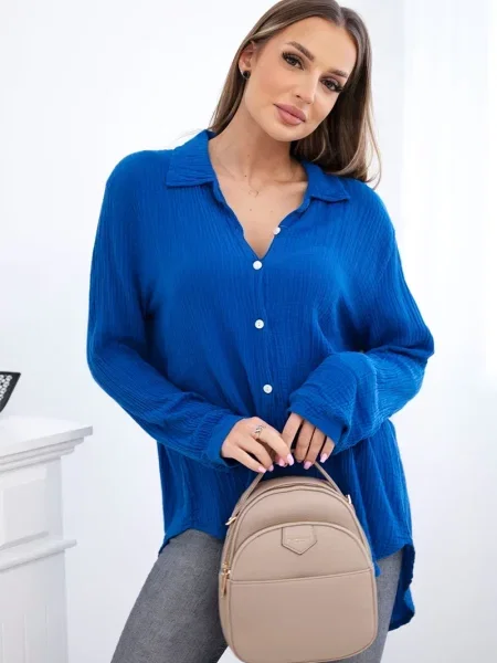 Cămașă Kesi Włoski din muselină albastru