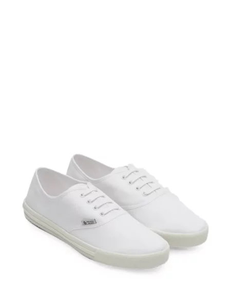 Sneakerși Prada cu șireturi din dantelă alb