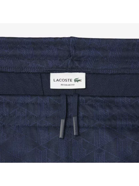 Lacoste Spodnie Dresowe Z Monogramowym Żakardem granatowe