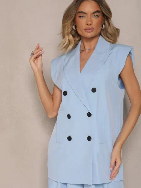 Garniturowa Kamizelka z z Usztywnioną Linią Ramion Ellamira niebieska