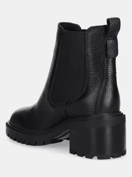 Kožené kotníkové boty Tommy Hilfiger TH LEATHER CHELSEA CLEATED HEEL na černá
