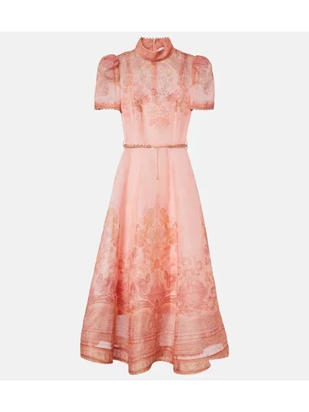 Rochie midi Zimmermann de in cu model paisley de costum roz
