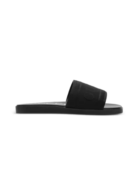 Klapki Gucci skórzane z logo czarne