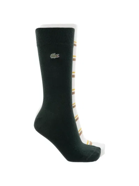 Șosete Lacoste cu broderie cu dungi alb