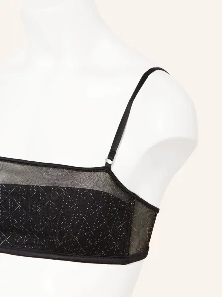 Calvin Klein Bustier Podprsenka Minimalist Emblem S Ozdobnými Kamínky černá