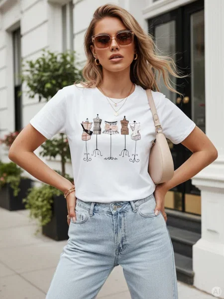 T-shirt z nadrukiem MANETEE Dstreet biały