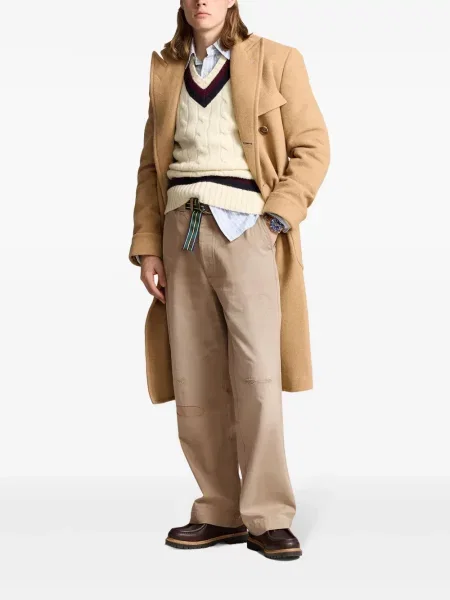 Raštuota polo marškinėliai Polo Ralph Lauren ruoželis pinti ruda