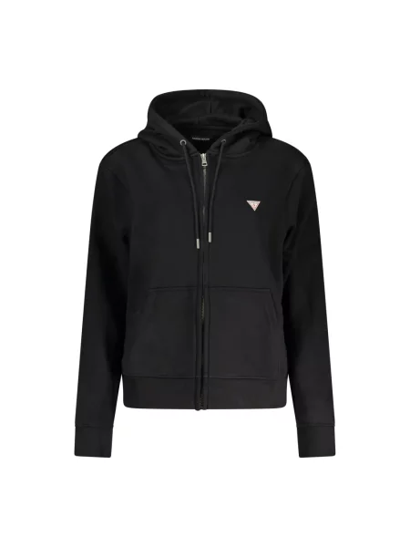 Guess Bluzy Mężczyzna L Bluza z Zamkiem i Aplikacją czarny