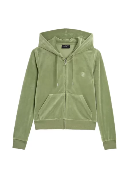 Hanorac cu glugă Juicy Couture din velur verde