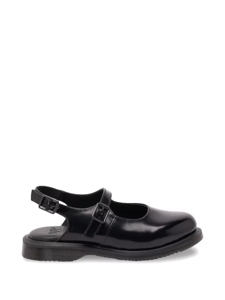 Kožené lodičky Dr. Martens s přezkou s otevřenou patou černé