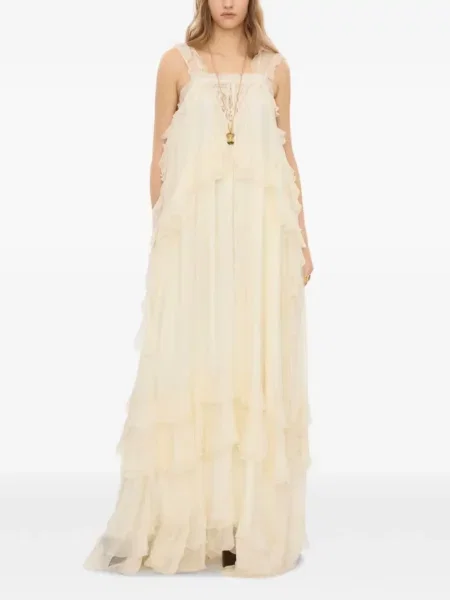 Lung rochie Chloé de mătase fără mâneci