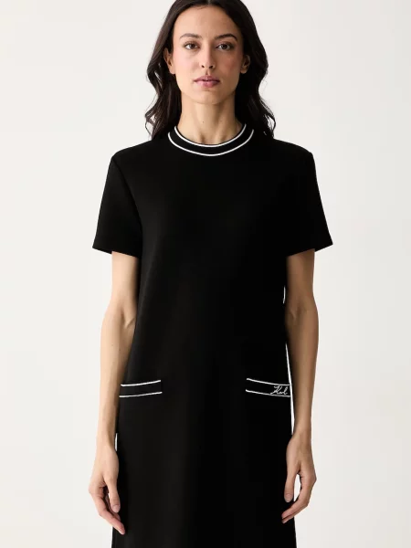 Karl Lagerfeld rochie evazată cu vâscoză negru