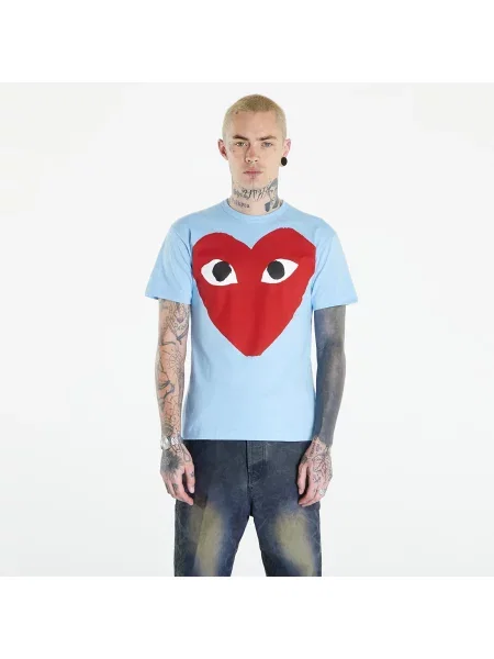T-shirt Comme des Garçons PLAY Short Sleeve Logo Print T-Shirt UNISEX Blue S niebieska