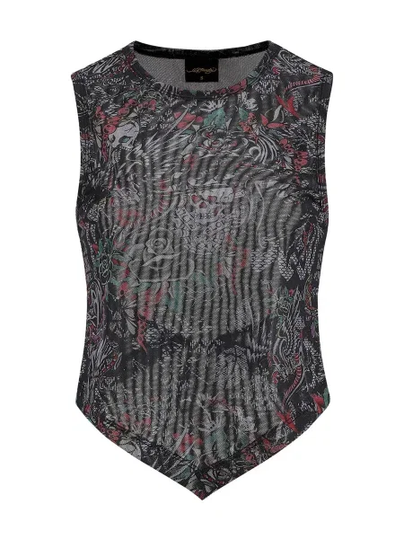 Ed Hardy Halenka Dragon Repeat zelená / růže černá