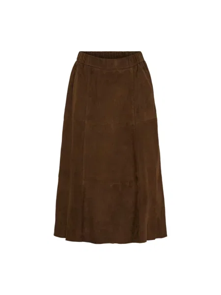 Spódnica midi Btfcph zamszowa do kolan brązowa