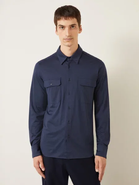 Tom Ford Košile Regular Fit S Hedvábím tmavě modrá